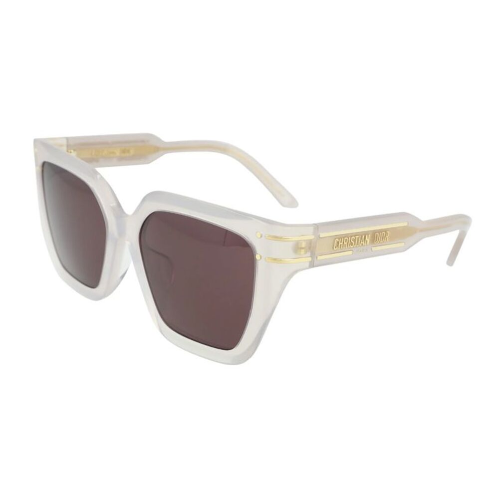 Dior Sunglasses Square Full Rim, Shiny Beige Frame and Brown Lens
